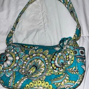 Vera Bradley Blue and Green Shoulder Bag with Paisley Pattern